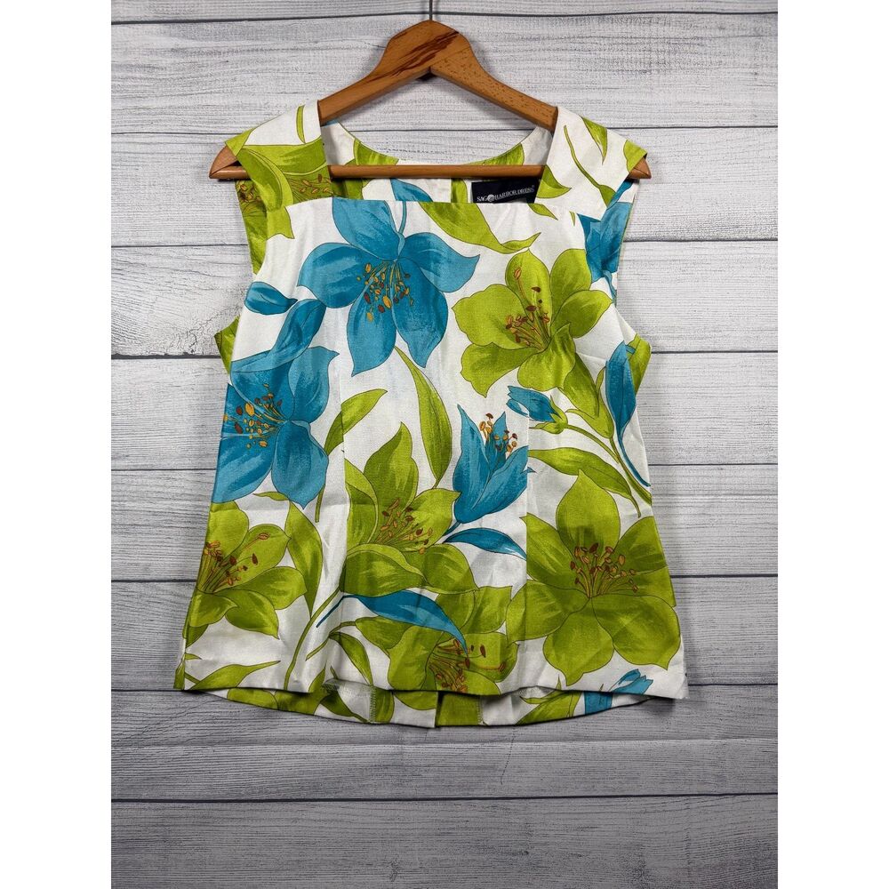 Sag Harbor Dress 2 Piece Set Womens 12 Floral Sleeveless Top Pants #1366